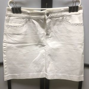 White Jean Mini Skirt